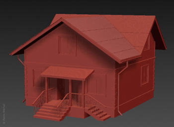 Модель брусового дома в 3ds max