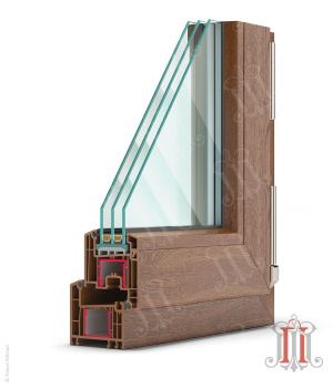 Фотореалистичная визуализация окна Rehau Euro 70 в цвете Орех