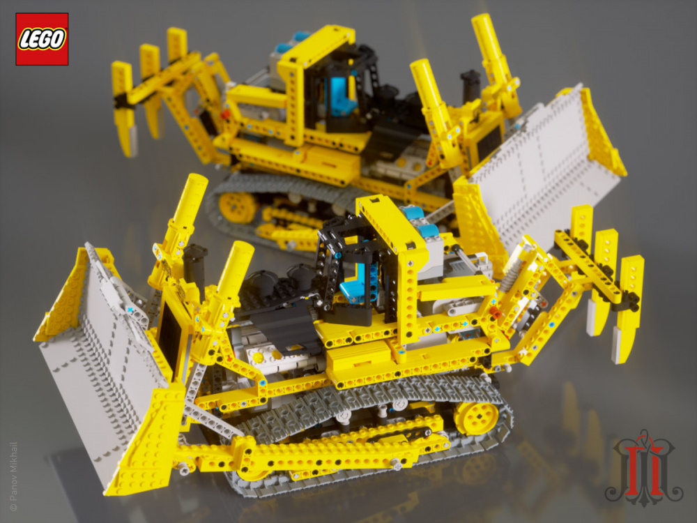 Визуализация 3d-модели бульдозера из конструктора LEGO (LEGO 8275 Bulldozer)