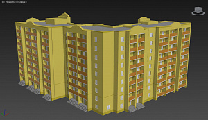 3D-модель многоэтажки в 3ds max