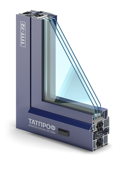 3D-модель среза AL-окна ТАТПРОФ ТПТ-72