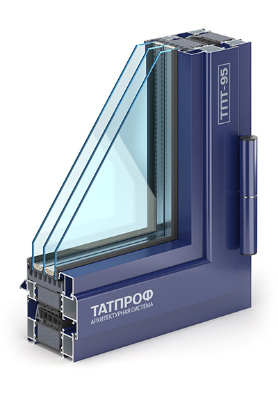 3D-модель среза AL-окна ТАТПРОФ ТПТ-95