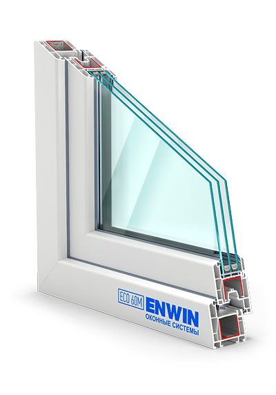3D-модель cреза ПВХ-окна ENWIN ECO 60M