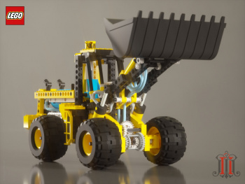 Визуализация 3d-модели погрузчика LEGO 8439