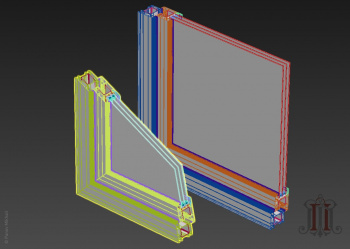 Конвертирование 3D-модели разреза окна ENWIN Eco 60M в 3ds max
