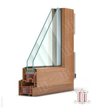 Фотореалистичная визуализация окна Rehau DELIGHT Design в цвете Сиена