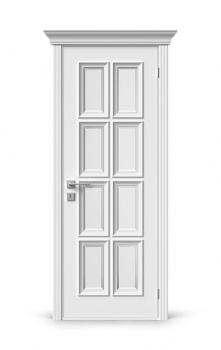 Визуализация межкомнатной двери «Elenance 8 (стекло с фацетом)  ДО» (эмаль белая)