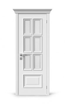 Визуализация межкомнатной двери «Elenance 7 (стекло с фацетом)  ДО» (эмаль белая)