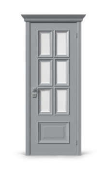 Визуализация межкомнатной двери «Elenance 7 (стекло с фацетом)  ДО» (эмаль, RAL-7045)