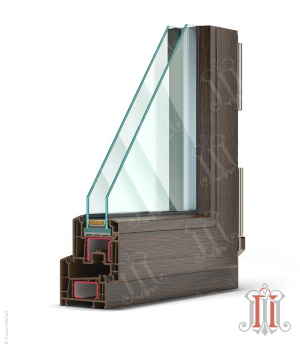Фотореалистичная визуализация окна Rehau DELIGHT Design в цвете Мореный дуб