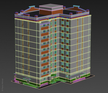 Модель многоэтажки в 3ds max