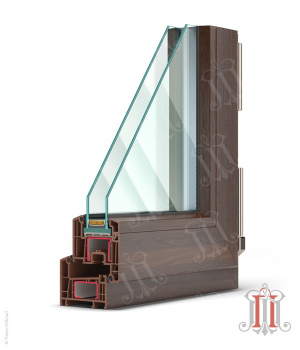 Фотореалистичная визуализация окна Rehau DELIGHT Design в цвете Винчестер