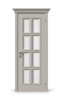 Визуализация межкомнатной двери «Elenance 8 (стекло с фацетом)  ДО» (эмаль, RAL-7044)