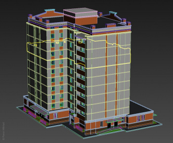 Модель многоквартирного дома в 3ds max