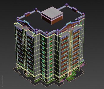 Модель многоэтажного дома в 3ds max