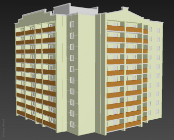 Модель многоэтажного дома в 3ds max