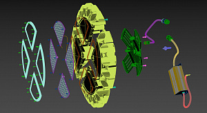 3D-модель взрыв-схемы светильника LuxON Bell