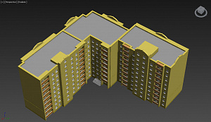 3D-модель многоэтажки в 3ds max