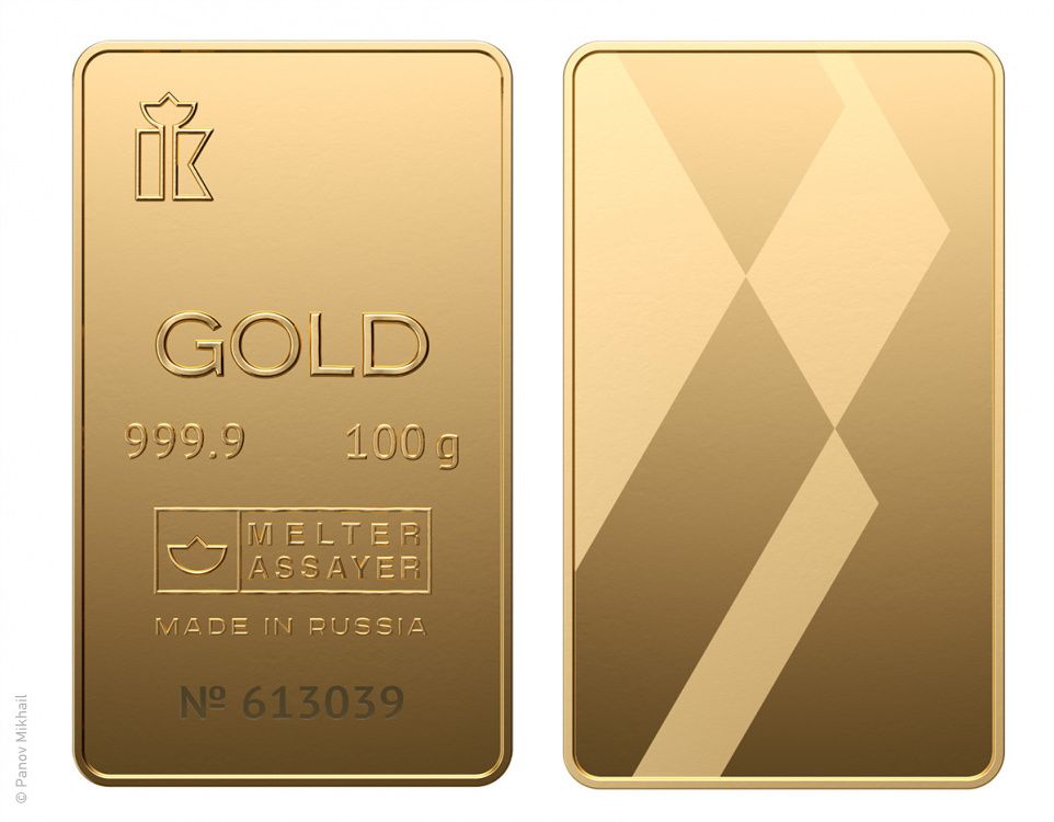 Визуализация слитков золота по 100 гр