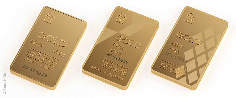 Визуализация слитков золота по 100 гр